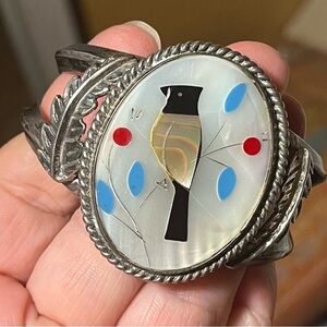Zuni Vintage Bird Inlay MOP Cuff Bracelet